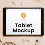 Top Sight of Lying Horizontal Tablet Mockup