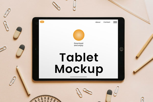 Top Sight of Lying Horizontal Tablet Mockup