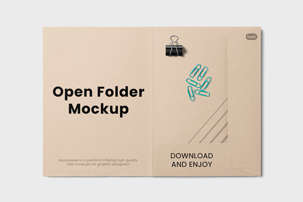 Top Sight of Open Folder Mockup