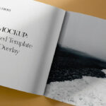 Top Sight of Opened Magazine Mockup