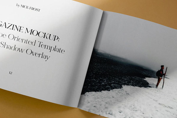 Top Sight of Opened Magazine Mockup