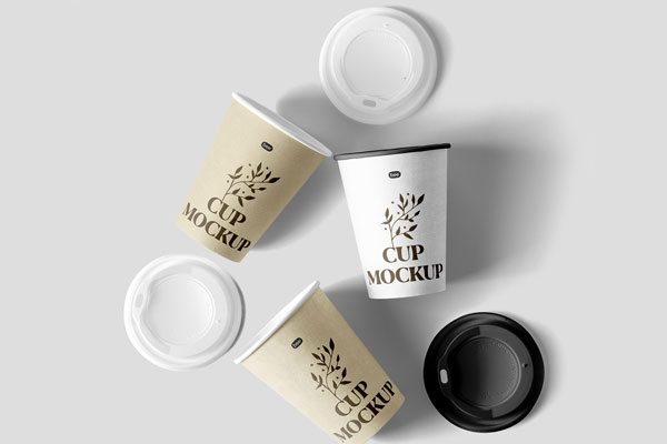 Top Sight of Paper Cups Mockup