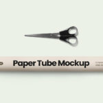 Top Sight of Paper Tube Mockup with Scissors