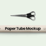 Top Sight of Paper Tube Mockup with Scissors