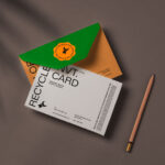 Top Sight of Recycled Invitation Card Mockup with Pencil
