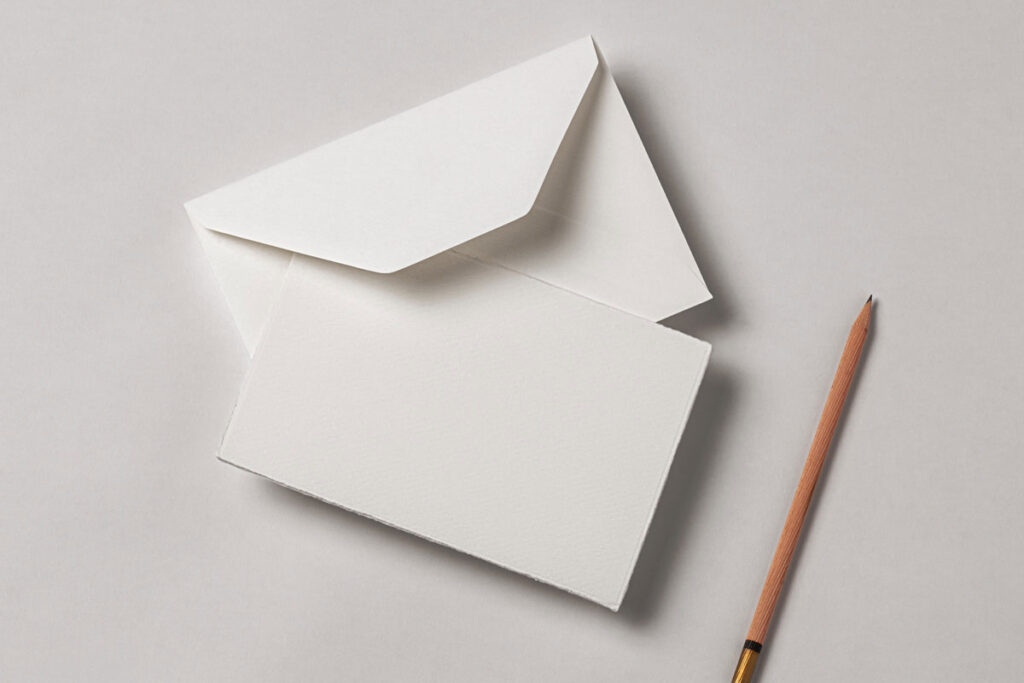 Top Sight of Recycled Invitation Card Mockup with Pencil