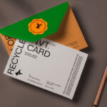 Top Sight of Recycled Invitation Card Mockup with Pencil