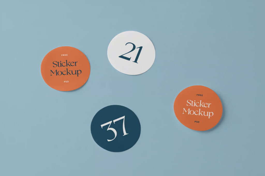 Top Sight of Round Stickers Mockup