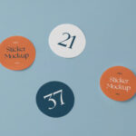 Top Sight of Round Stickers Mockup