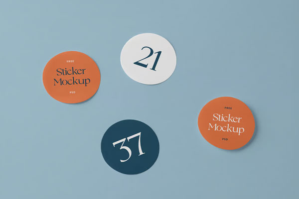 Top Sight of Round Stickers Mockup