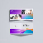 Top Sight of Square Bi-fold Brochure Mockup