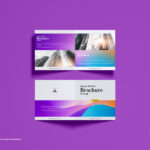 Top Sight of Square Bi-fold Brochure Mockup