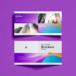 Top Sight of Square Bi-fold Brochure Mockup