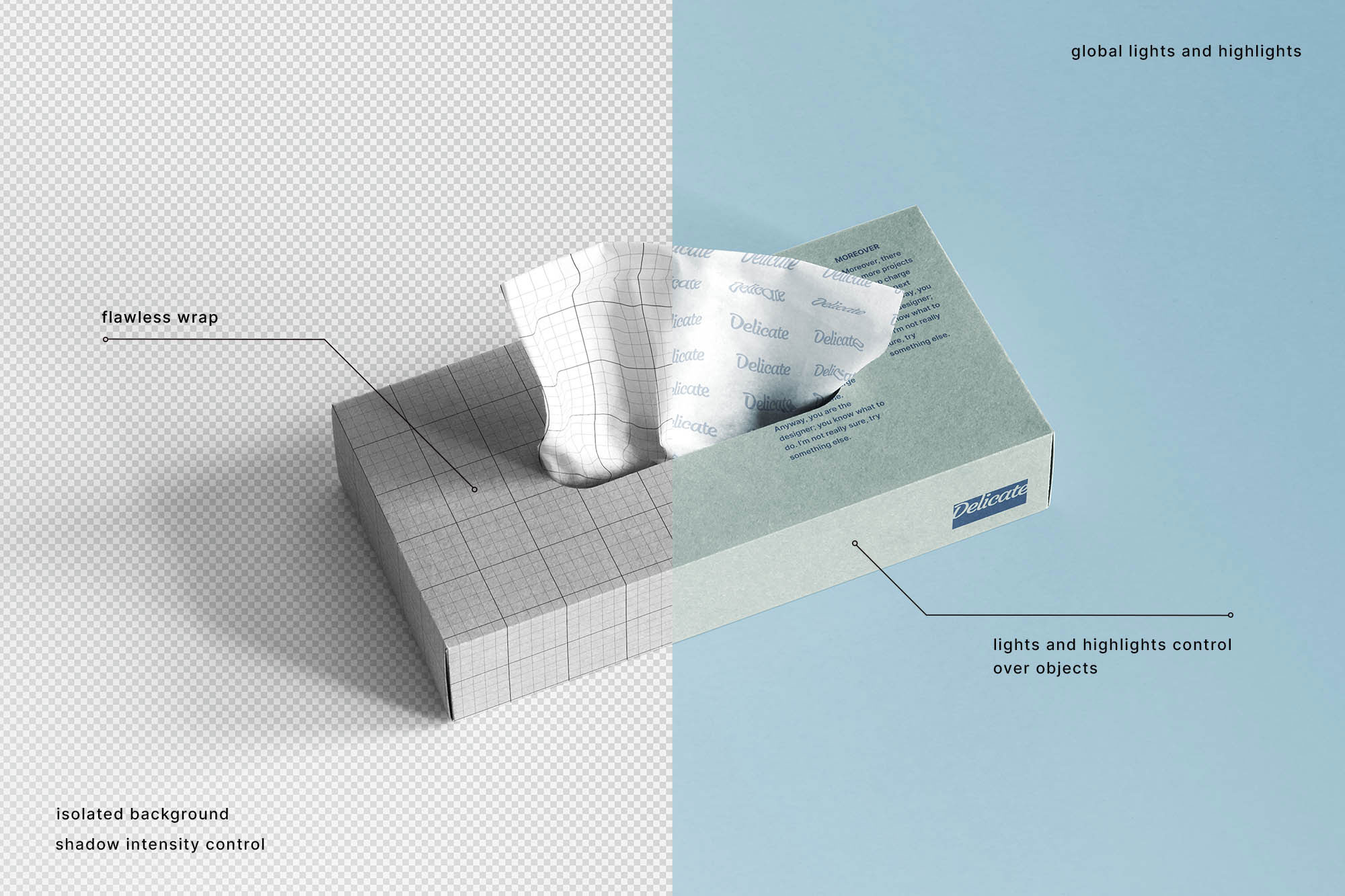 Free Top Sight of Tissue Box Mockup PSD Template