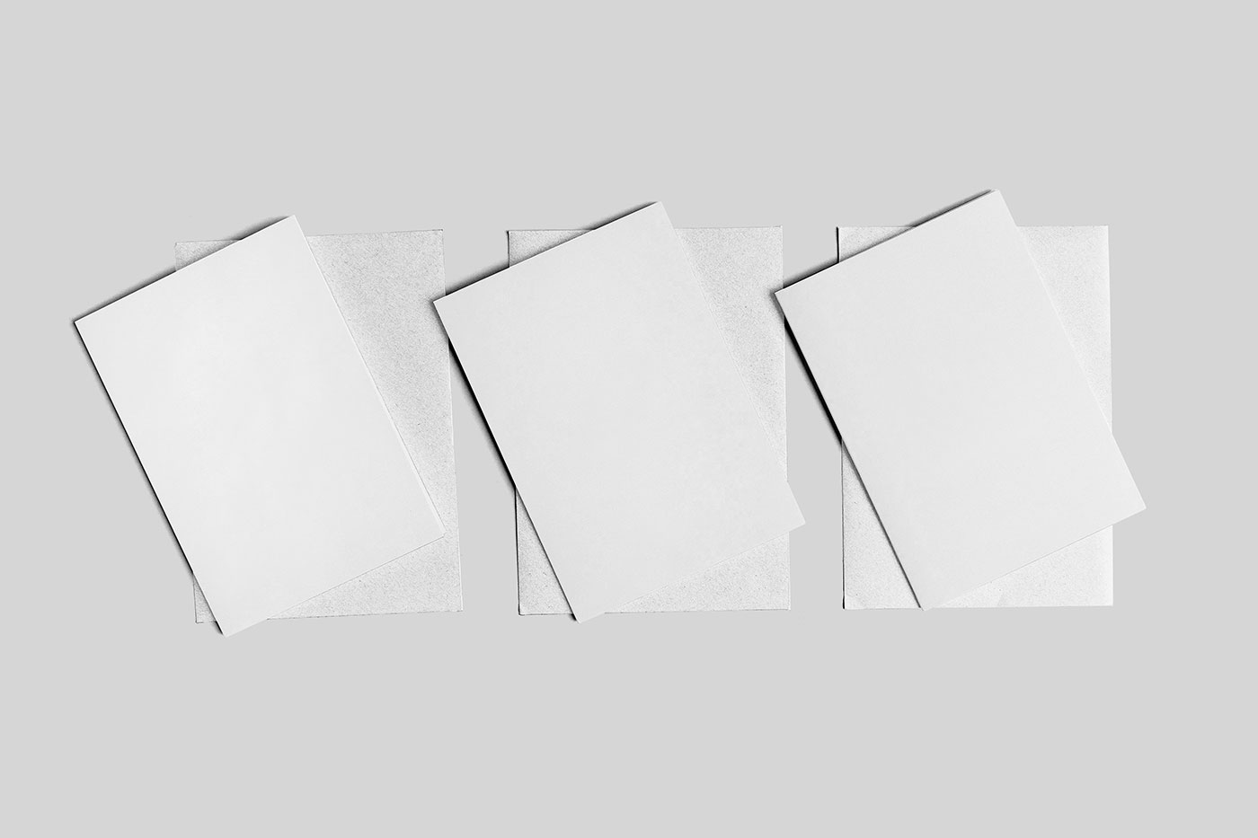 Free Top Sight of Triple Postcard Mockup PSD Template