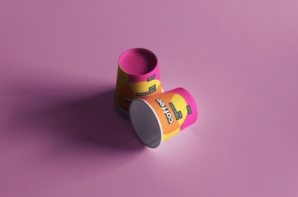 Top Sight of Two Mini Coffee Cups Mockup