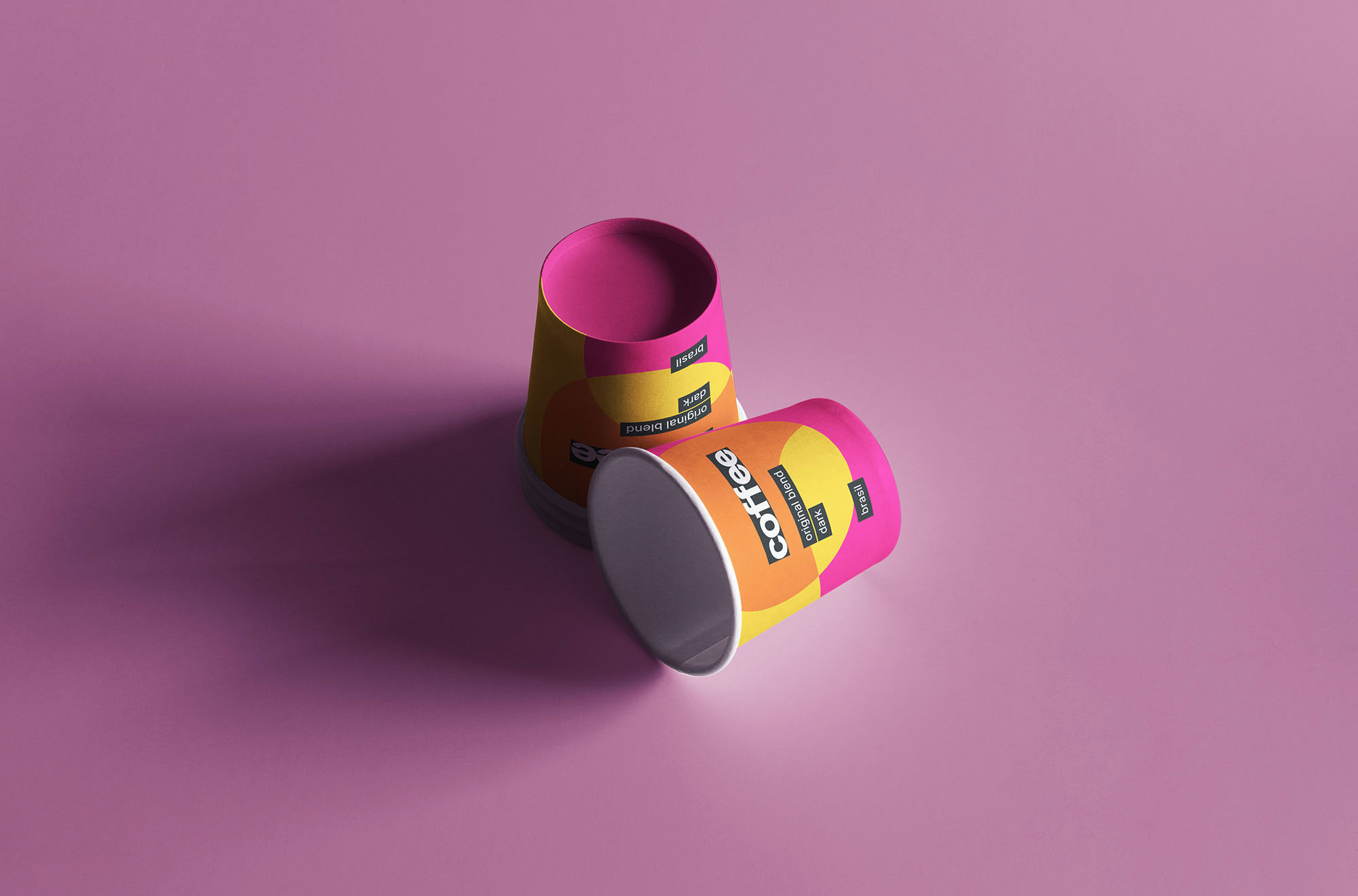 Free Top Sight of Two Mini Coffee Cups Mockup PSD Template