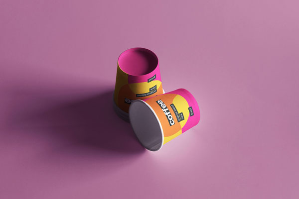 Top Sight of Two Mini Coffee Cups Mockup