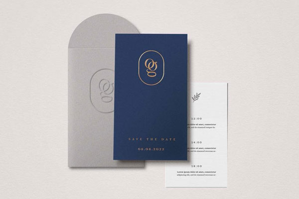 Top Sight of Wedding Card Mockup