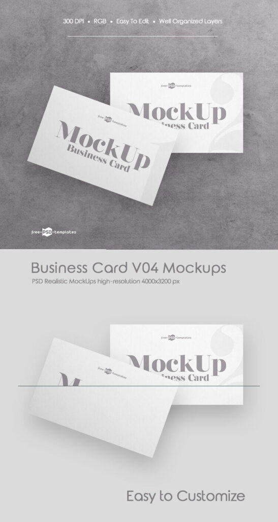 Top View 2 Horizontal Business Cards on Floor Mockups