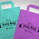 Top View 2 Plastic Polly Shopping Bags on Floor Mockup