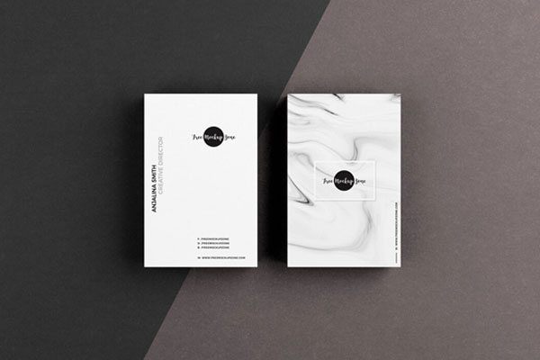 Top View 2 Vertical Business Cards on Floor Mockup