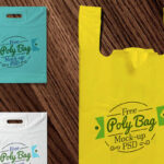 Top View 3 Plastic Poly Bags Mockup in Different Sizes