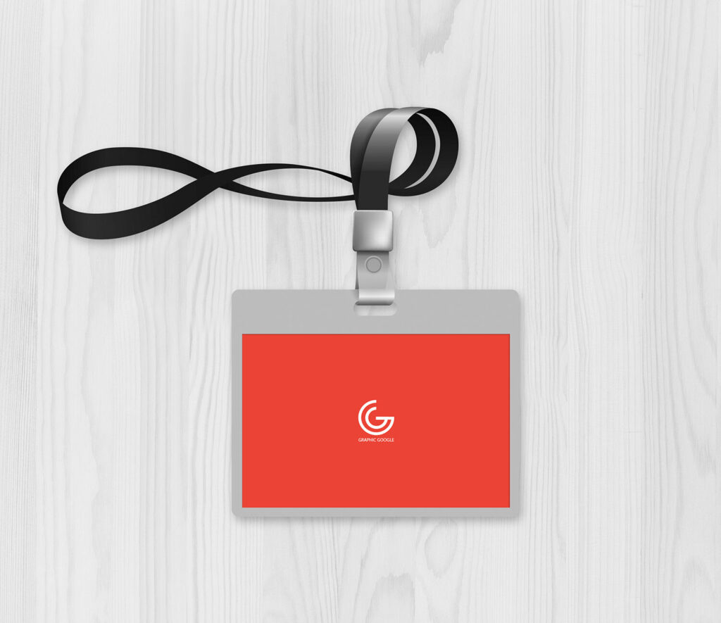 Top-View 3D Illustration Office ID Card Mockup