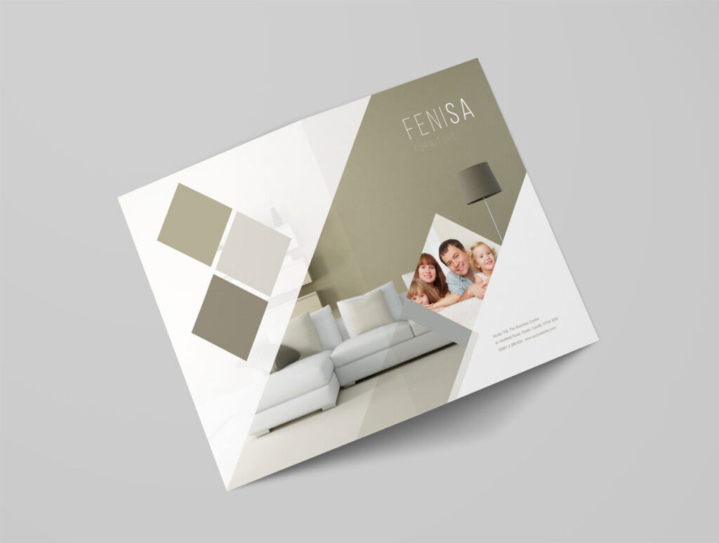 Top View A4 Bi-Fold Brochure Mockup