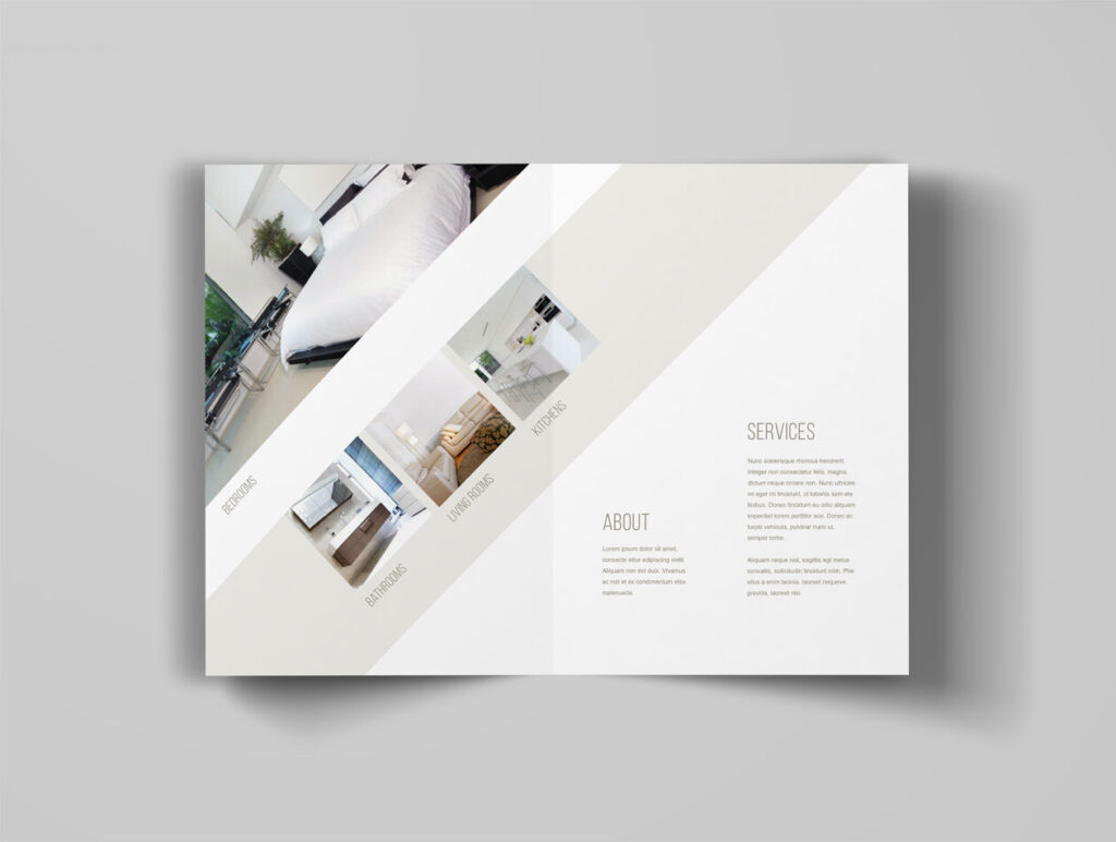 Top View A4 Bi-Fold Brochure Mockup
