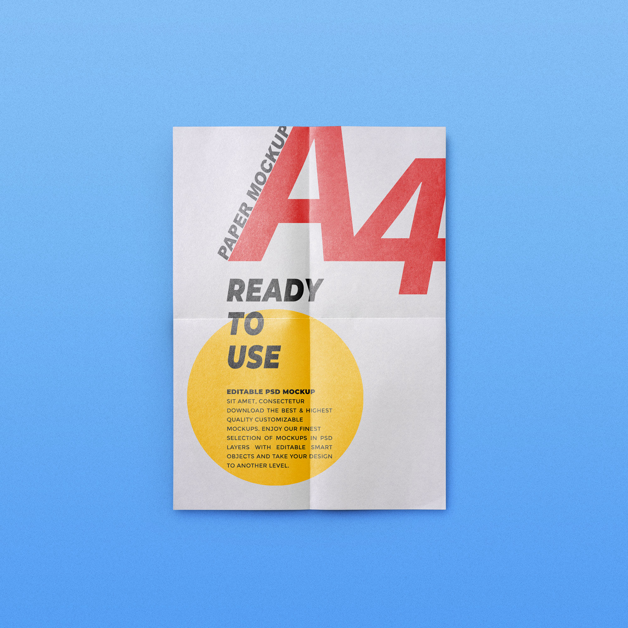 Top View A4 Paper with Crease Lines on Floor Mockup FREE PSD