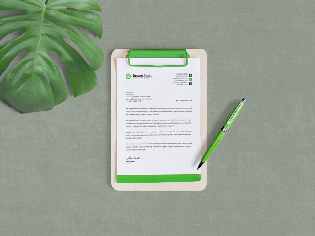 Top View A4 Size Clipboard with a Pen Aside Mockup