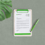 Top View A4 Size Clipboard with a Pen Aside Mockup