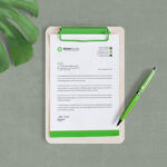 Top View A4 Size Clipboard with a Pen Aside Mockup