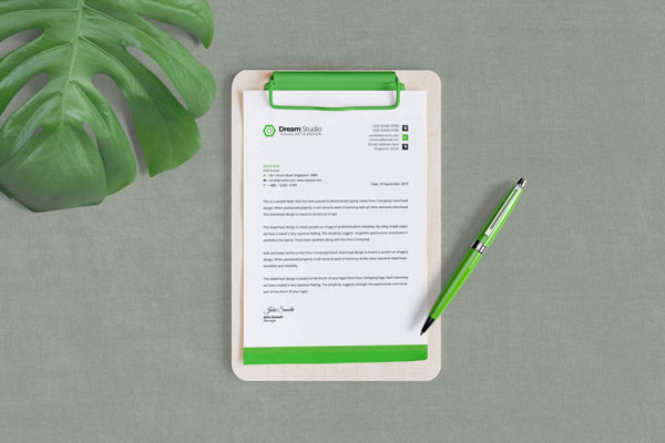 Top View A4 Size Clipboard with a Pen Aside Mockup