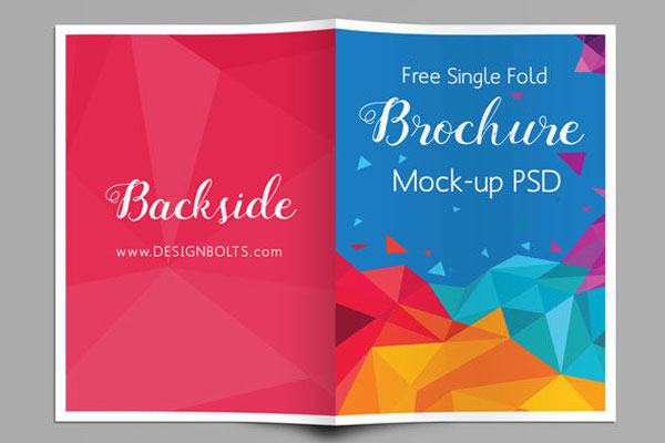 Top View Backside and Inside A4 Bi-Fold Brochure Mockup