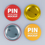 Top View Backward and Upside Pin Button Badges Mockup