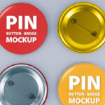 Top View Backward and Upside Pin Button Badges Mockup