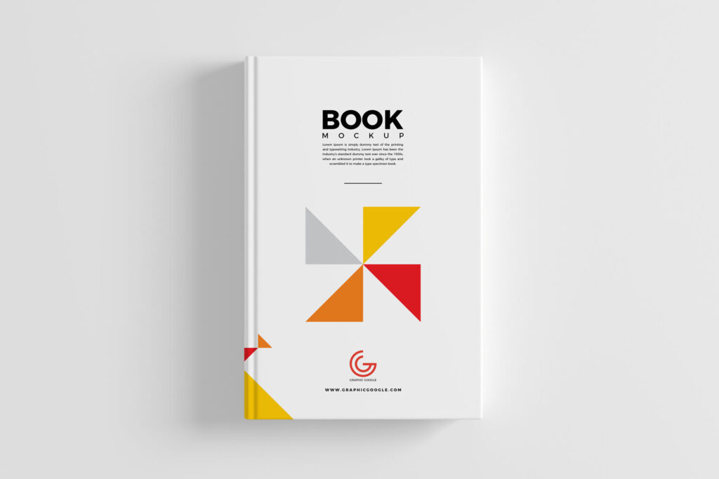 Top View Book Hard Cover Mockup in Plain Setting