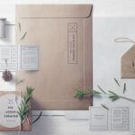 Top View Branding Mockup with Folder, Paper, Cards, and Plant