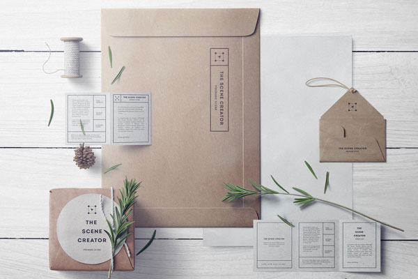 Top View Branding Mockup with Folder, Paper, Cards, and Plant