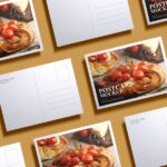 Top View Branding Postcards Mockup