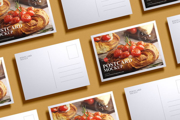 Top View Branding Postcards Mockup