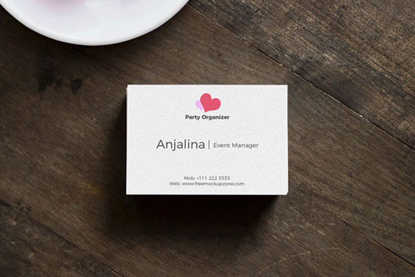 Top View Business Card Wood Mockup on Real-life Setting