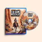 Top View CD Game with its Box Mockup