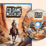 Top View CD Game with its Box Mockup