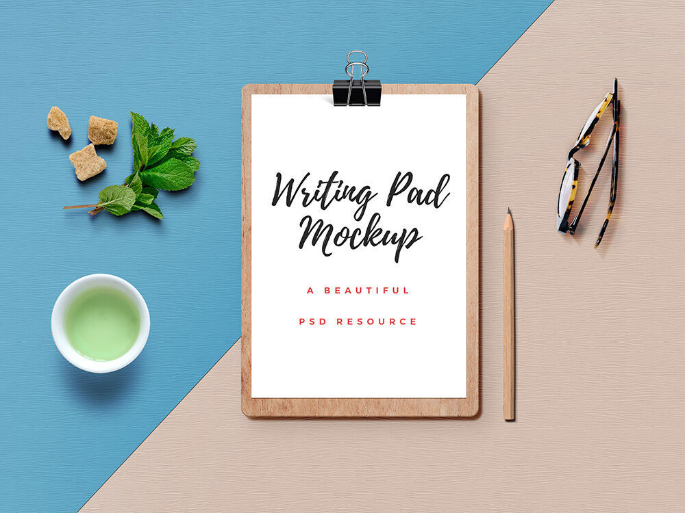 Top View Clipboard Mockup with Decorative Elements