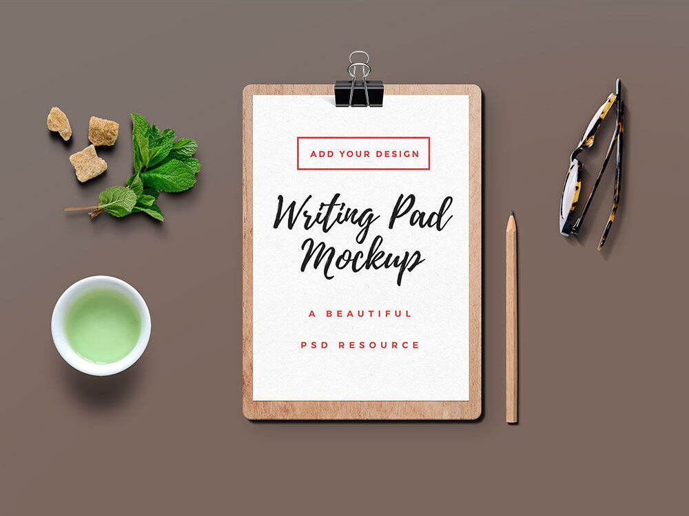 Top View Clipboard Mockup with Decorative Elements