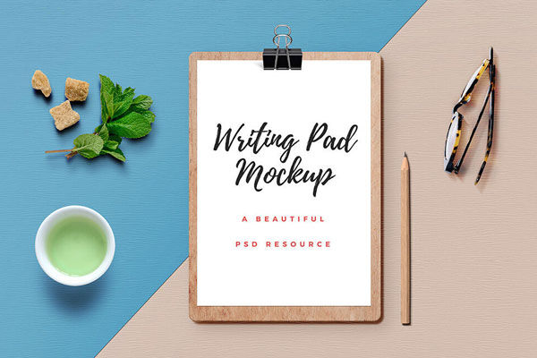 Top View Clipboard Mockup with Decorative Elements