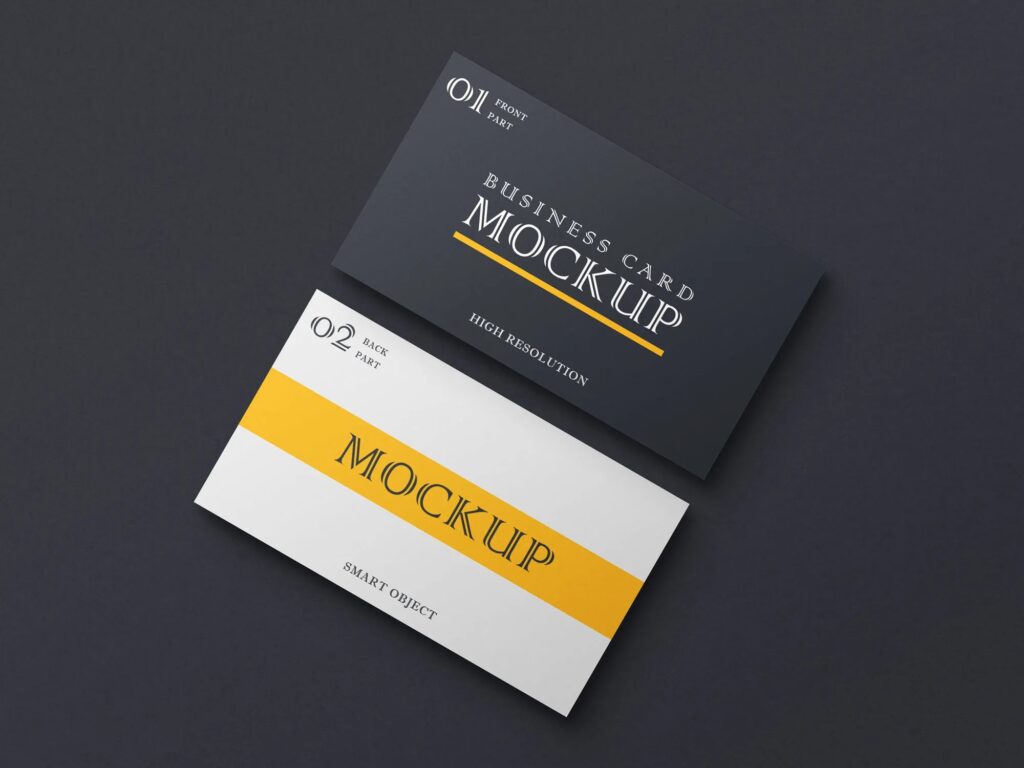 Top View Close-up Shot 2 Business Cards on Floor Mockup